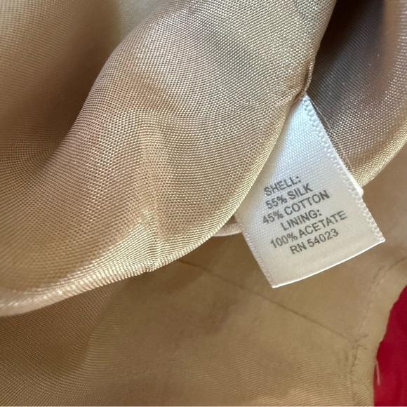 Banana Republic Size 16 Tall Pink & Tan Geometric Circles Silk Blend Dress - Picture 4 of 7